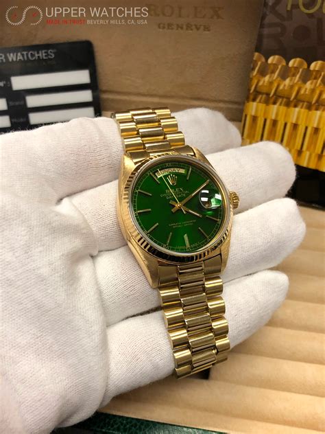 rolex day date green dial gold|Rolex oyster perpetual olive green.